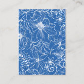 Simple Royal Blue Floral Garden Wedding Details Informatiekaartje (Achterkant)