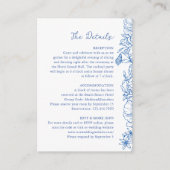 Simple Royal Blue Floral Garden Wedding Details Informatiekaartje (Voorkant)