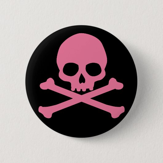 SImple roze schedel en kruisbeenderen Ronde Button 5,7 Cm (Voorkant)