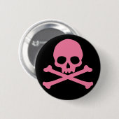 SImple roze schedel en kruisbeenderen Ronde Button 5,7 Cm (Voorkant /achterkant)