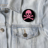 SImple roze schedel en kruisbeenderen Ronde Button 5,7 Cm (In situ)