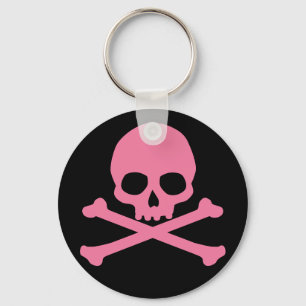 SImple roze schedel en kruisbeenderen Sleutelhanger