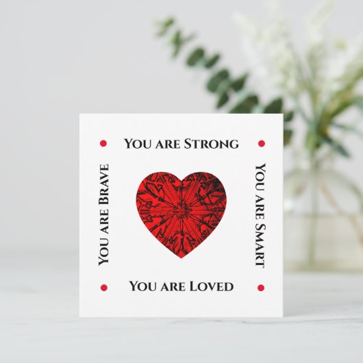 Simple Ruby Red Heart Valentijn Flat Holiday Card Feestdagenkaart (Staand voorkant)