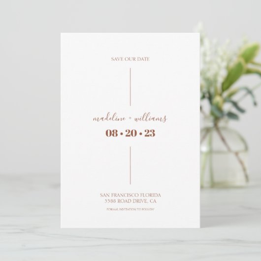 Simple Rust Boho Desert Terracotta Wedding Save The Date (Staand voorkant)
