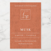 Simple Rust Terracotta Linen Logo Border Candle Voedselcontainer Etiket (Enkel label)