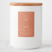 Simple Rust Terracotta Linen Logo Border Candle Voedselcontainer Etiket (Voorkant)