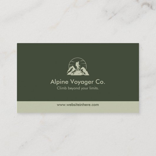 Simple Rustic Adventure Hikers Bold Deep Green Visitekaartje (Achterkant)