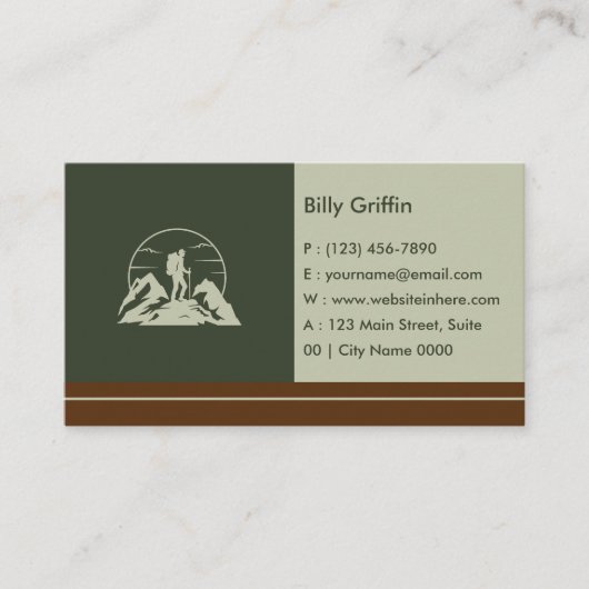 Simple Rustic Adventure Hikers Bold Deep Green  Visitekaartje (Voorkant)