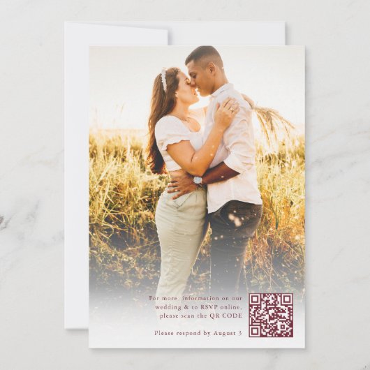 Simple Rustic Boho Chic Photo QR Code Wedding Kaart (Achterkant)
