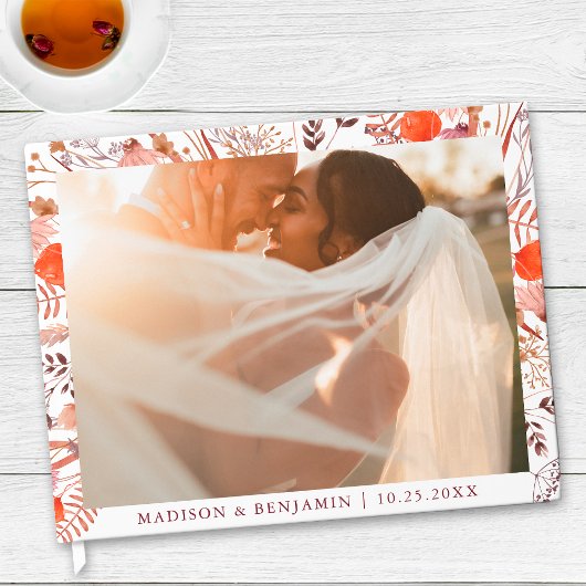 Simple Rustic Boho Chic Wildflowers Photo Wedding Gastenboek