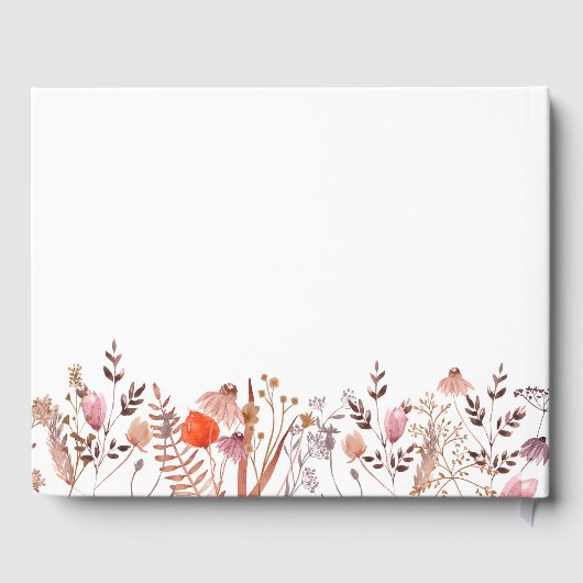 Simple Rustic Boho Chic Wildflowers Photo Wedding Gastenboek (Achterkant)