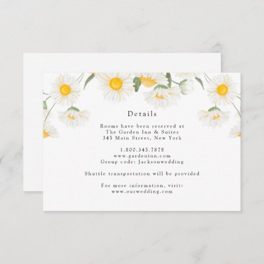 Simple Rustic Daisy Flowers - Kaart met details (Voorkant / Achterkant)