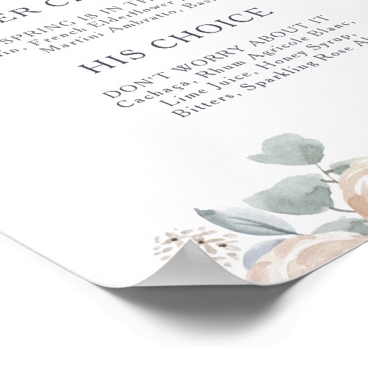 Simple Rustic Floral Signature Drinks Sign Poster (Hoek)