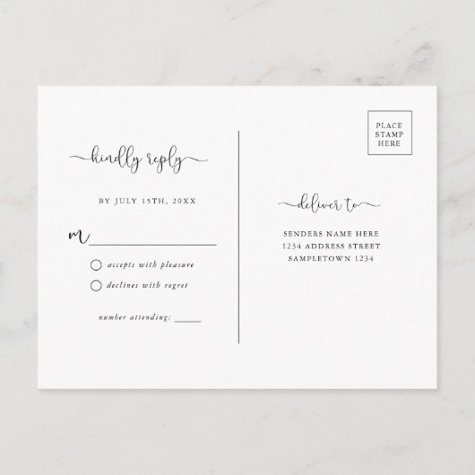 Simple Rustic Kraft Brown RSVP-Briefkaart Briefkaart (Achterkant)