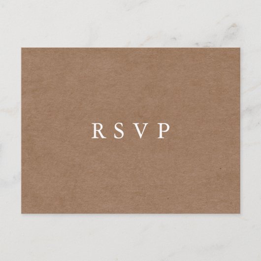 Simple Rustic Kraft Brown RSVP-Briefkaart Briefkaart (Voorkant)