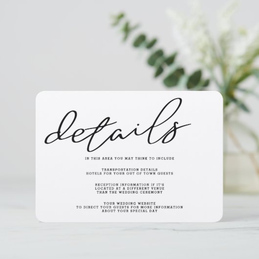 Simple Rustic Kraft Paper — Kaart met details (Staand voorkant)