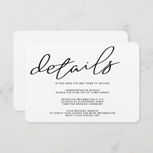 Simple Rustic Kraft Paper — Kaart met details (Voorkant / Achterkant)