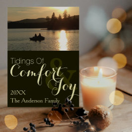 Simple Rustic Lake Holiday of kerstfoto Feestdagenkaart