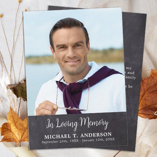 Simple Rustic Memorial Photo Funeral Dank u Notitiekaartje