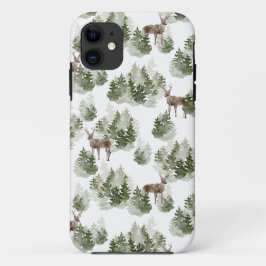 Simple Rustic Modern Winter Forest Pattern Case-Mate iPhone Case