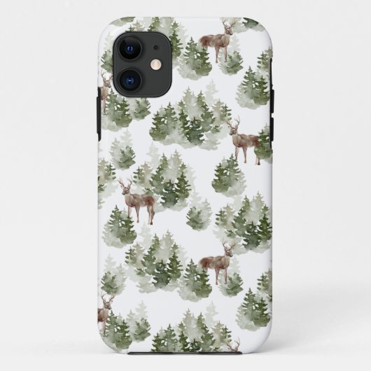 Simple Rustic Modern Winter Forest Pattern Case-Mate iPhone Case (Achterkant)