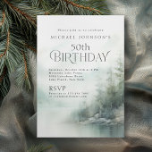 Simple Rustic Mountain Lake 50th Birthday Kaart