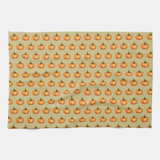Simple Rustic Orange Watercolour Pumpkin Pattern Theedoek (Horizontaal)