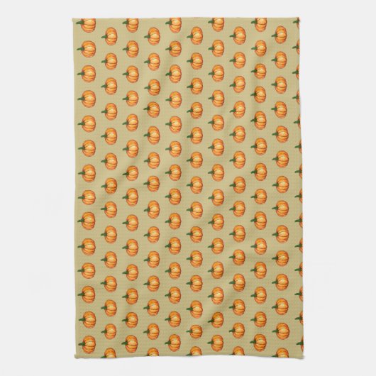 Simple Rustic Orange Watercolour Pumpkin Pattern Theedoek (Verticaal)
