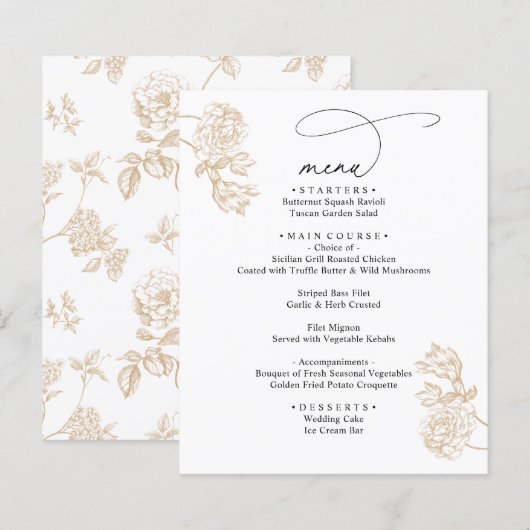 Simple Rustic Vintage Modern Wedding Menus (Voorkant / Achterkant)