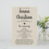 Simple Rustic Wedding Program (Staand voorkant)