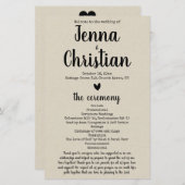 Simple Rustic Wedding Program (Voorkant / Achterkant)