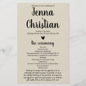 Simple Rustic Wedding Program (Voorkant)
