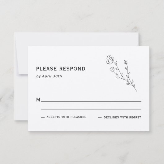 Simple Rustic Wildflower Wedding Reply Kaart (Voorkant)