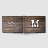 Simple Rustic Wood Monogram Script-Initiaal Gastenboek (Volledig)