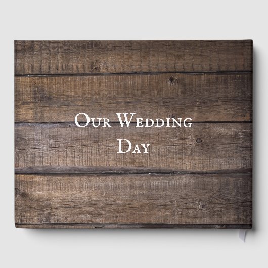 Simple Rustic Wood Monogram Script-Initiaal Gastenboek (Achterkant)