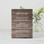 Simple Rustic Wood Wedding Guest — Details-kaart Informatiekaartje (Staand voorkant)