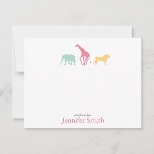 Simple Safari Animal Personalize Stationery Kaart (Voorkant)