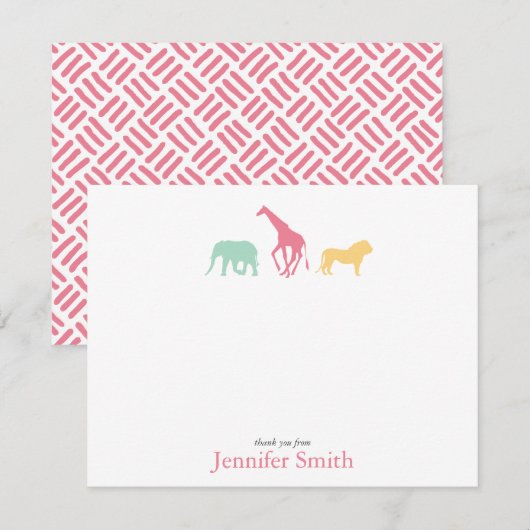 Simple Safari Animal Personalize Stationery Kaart (Voorkant / Achterkant)