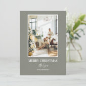 Simple Sage Green Christmas Photo Feestdagenkaart (Staand voorkant)