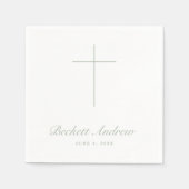 Simple Sage Green Cross Script Baptism Servet (Voorkant)