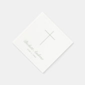 Simple Sage Green Cross Script Baptism Servet (Hoek)
