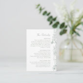 Simple Sage Green Floral Garden Wedding Details Informatiekaartje (Staand voorkant)