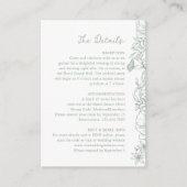 Simple Sage Green Floral Garden Wedding Details Informatiekaartje (Voorkant)