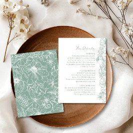 Simple Sage Green Floral Garden Wedding Details Informatiekaartje
