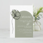 Simple Sage Green Modern Arch Floral Sketch Kaart (Staand voorkant)