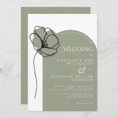 Simple Sage Green Modern Arch Floral Sketch Kaart (Voorkant / Achterkant)