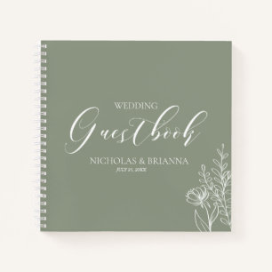 Simple Sage Green Modern Wedding Guestbook Notitieboek