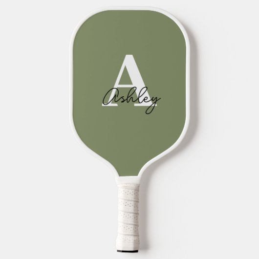 Simple Sage Green Monogram Initialen Pickleball Paddle (Achterkant)