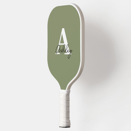 Simple Sage Green Monogram Initialen Pickleball Paddle (Links)