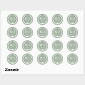 Simple Sage Green Monogram Wedding Ronde Sticker (Vel)
